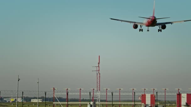 Passenger Commercial Jet Arriving At Morning — Stock Video
