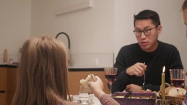 Family are at the dinner table