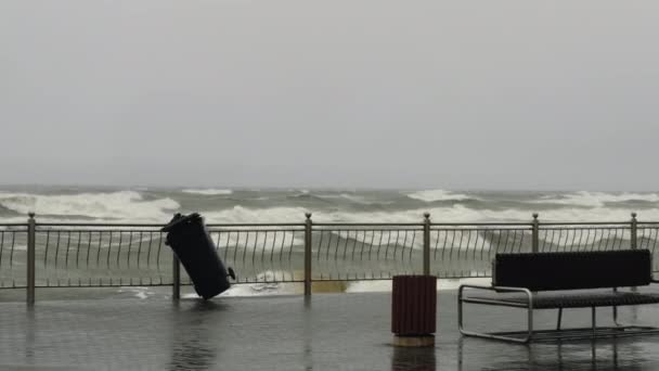 Kasırga şiddetinde rüzgârlı bir deniz fırtınası — Stok video