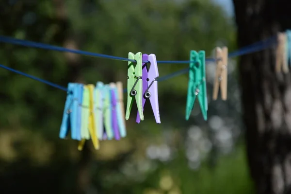 Clothespins Clothesline — Stock Photo, Image
