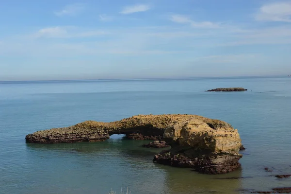 Marea Baja Costo Biarritz — Foto de Stock