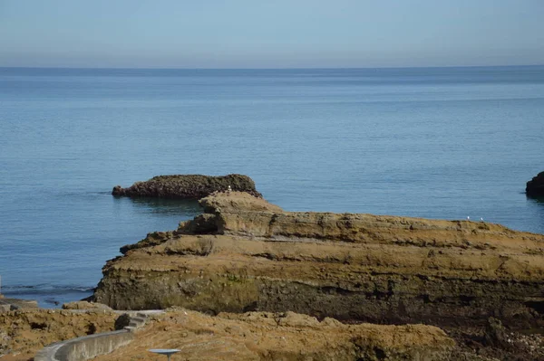 Marea Baja Costo Biarritz — Foto de Stock