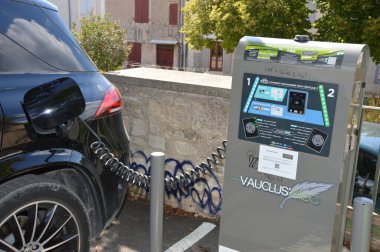 Public charging station for electric cars in Sault, France