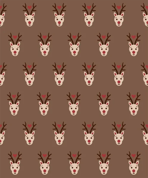 Seamless festive christmas background with christmas reindeer rudolph — Stock Vector