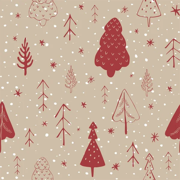 Ağaçlar ve kar taneleriyle kusursuz bir Noel şablonu.. 