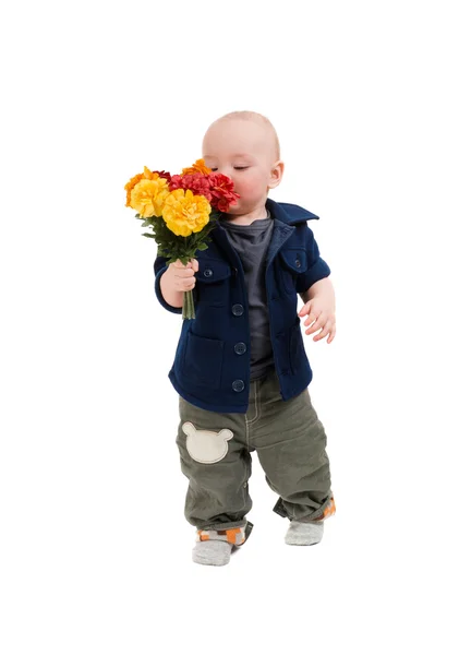 Ragazzo con i fiori — Foto Stock