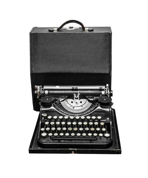Винтажная пишущая машинка на белом фоне — стоковое фото