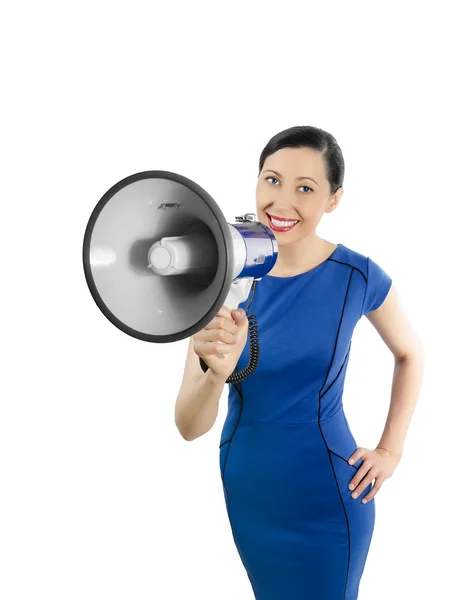 Mujer de negocios con megáfono —  Fotos de Stock