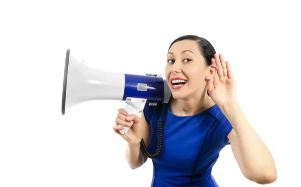 Mujer escucha — Foto de Stock