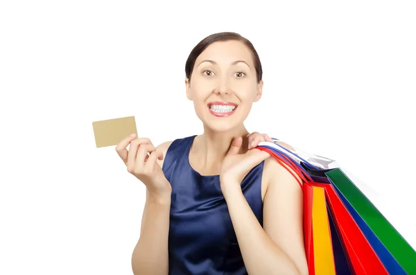 Mulher segurando sacos de compras — Fotografia de Stock