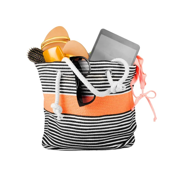 Beach bag with accessories — Stock Photo, Image