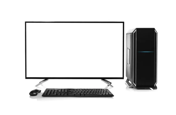 在白色背景上隔离的黑色台式计算机 — 图库照片
