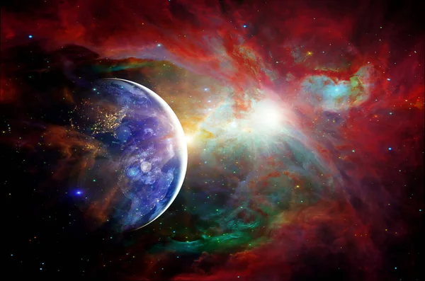 Planets and galaxy in outer space. — Stock Photo, Image