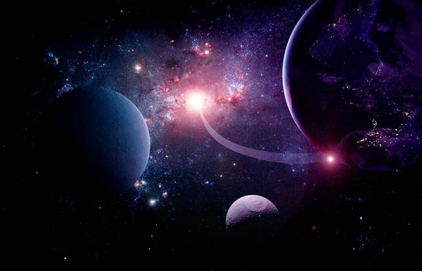 Planetas y galaxias en el espacio exterior. — Foto de Stock