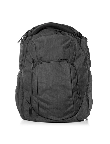 Black backpack isolated on white background. — Stock Photo, Image