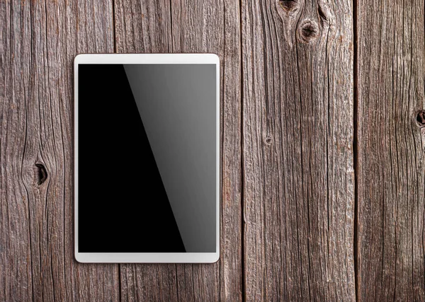 Weißes digitales Tablet auf Holztisch — Stockfoto