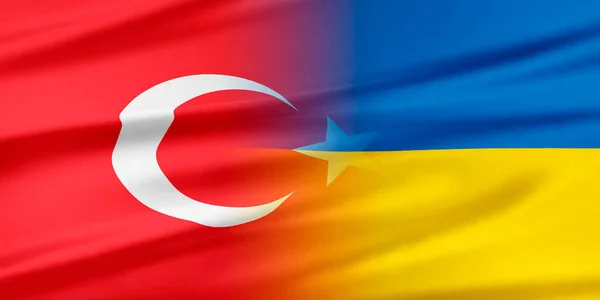 Drapeaux de l'Ukraine et la Turquie. — Photo