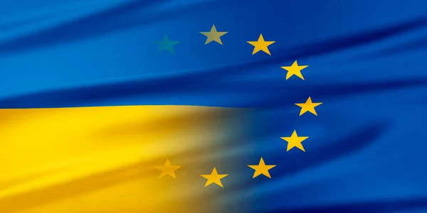 Bandiera dell'Ucraina e bandiera dell'Unione europea. — Foto Stock