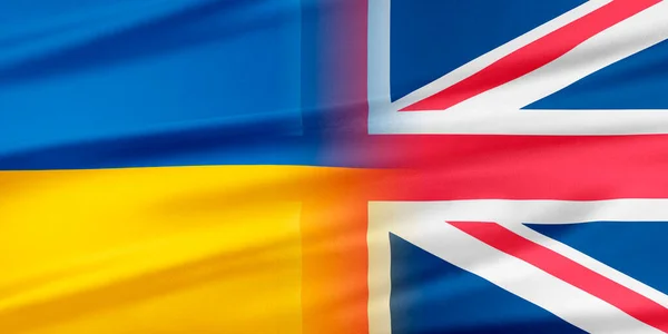 Oekraïne en Britse vlaggen. — Stockfoto