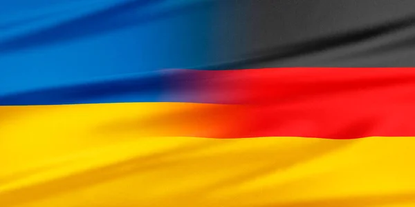 Bandeiras da Alemanha e da Ucrânia. — Fotografia de Stock