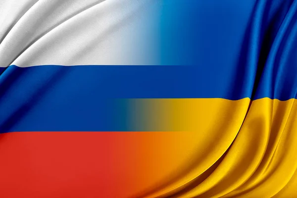 Vlajky Ruska a Ukrajiny. — Stock fotografie