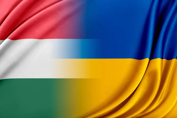 Flag of Ukraine and the flag of the Hungary. — Stock Photo, Image
