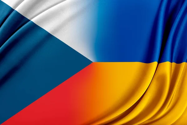 Flag of Ukraine and the flag of the European Union. — Stock Photo, Image