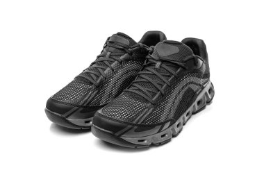 Siyah spor ayakkabı koşu ayakkabıları.