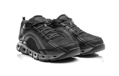 Siyah spor ayakkabı koşu ayakkabıları.