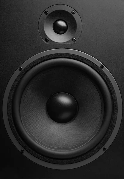 Zwarte geluidsluidspreker close-up. — Stockfoto