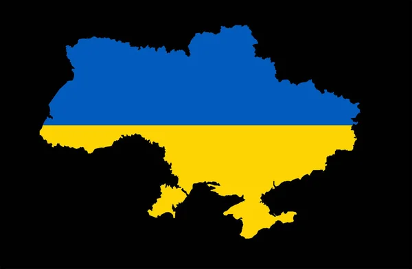 Ukraine map with national flag.