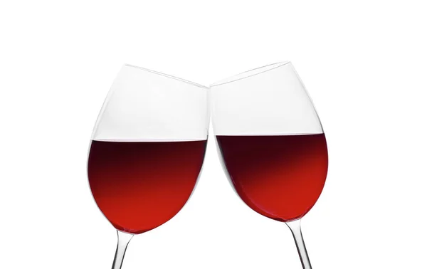 Two red wine glasses isolated on white — Stock Photo, Image