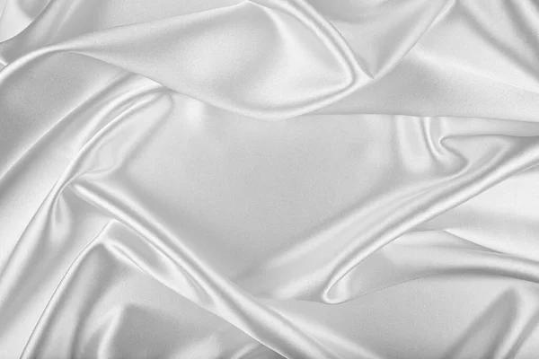 Fechar Tecido Seda Branca Ondulada Tecido Seda Branco Como Fundo — Fotografia de Stock