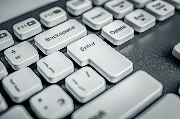 White Computer Keyboard Close Keyboard Keys — Stock Photo, Image