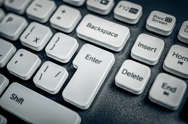 Weiße Computertastatur Aus Nächster Nähe Tastaturtasten — Stockfoto
