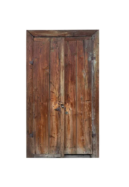 Staré Dřevěné Dveře Izolované Bílém Pozadí — Stock fotografie