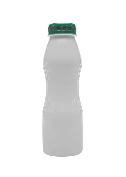 Witte Plastic Fles Geïsoleerd Witte Achtergrond — Stockfoto