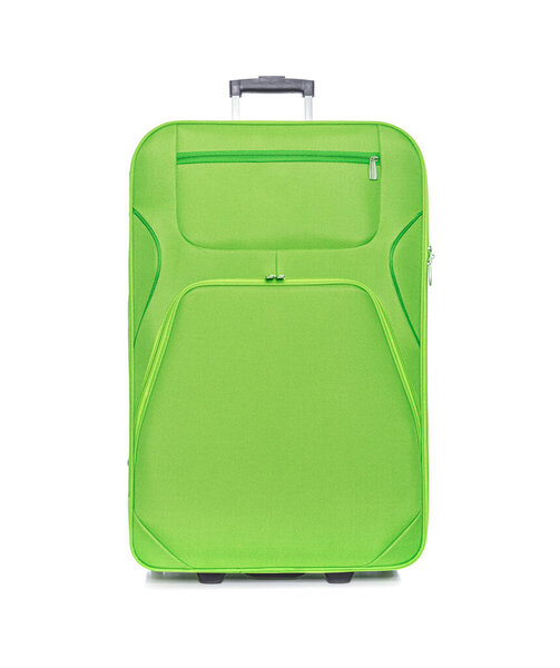 Green suitcase isolated on a white background.