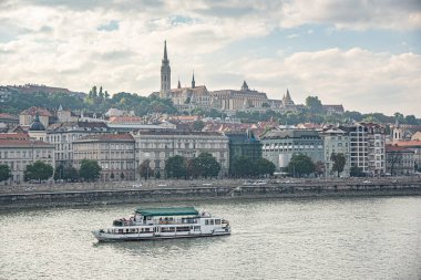 Budapest, Hungary - September 17, 2016: Danube river in Budapest on a rainy autumn day.