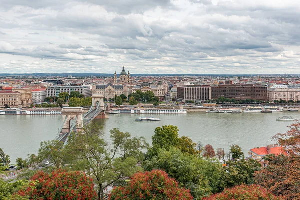 Будапешт Угорщина Вересня 2016 Chain Bridge Szechenyi Lanchid Будапешті Будапешт — стокове фото