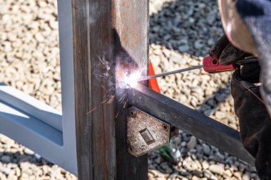 Metal welding. The work of a welder with metal structures.