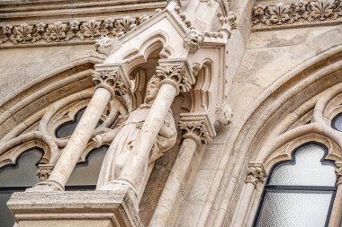 Architectural elements of the Matthias Cathedral in Budapest, Hungary.