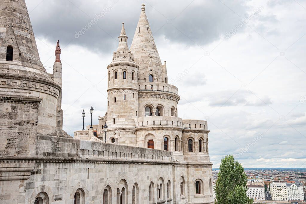 Ancient architectural building Fishermens Bastion in Budapest, Hungary.