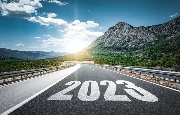 Boş Yol Asfaltı Yeni Yıl 2023 Konsepti Gelecek Yıl 2023 — Stok fotoğraf