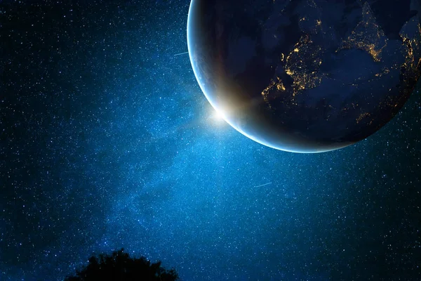 Cielo Estrellado Planeta Tierra Espacio Abierto Elementos Esta Imagen Proporcionados — Foto de Stock