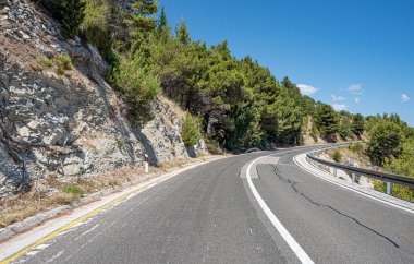 Beautiful mountain landscape of the Adriatic sea coast. Highway among the mountains.