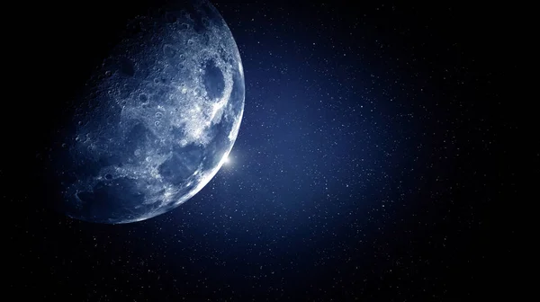 Månen Och Dess Mörka Sida Mot Bakgrund Den Stjärnklara Kosmiska — Stockfoto