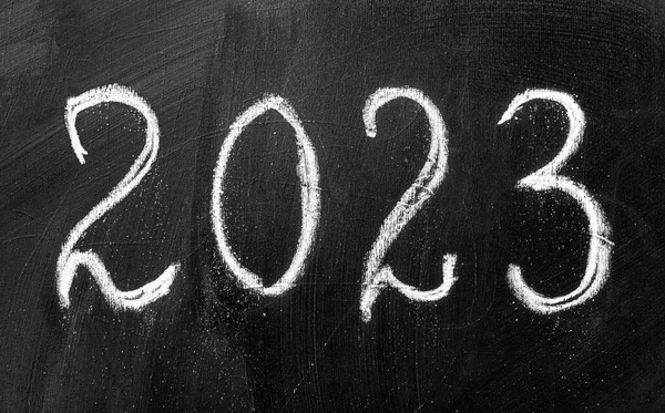 Inscription 2023 Chalk School Blackboard — Stock Photo, Image