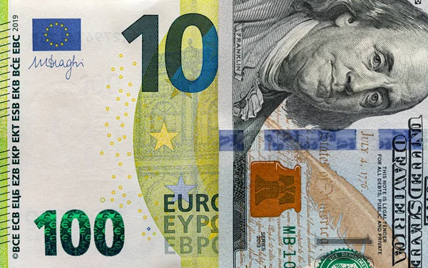Euro Dollar Bills Common Stack European Exchange Rates Concept — Stock Photo, Image