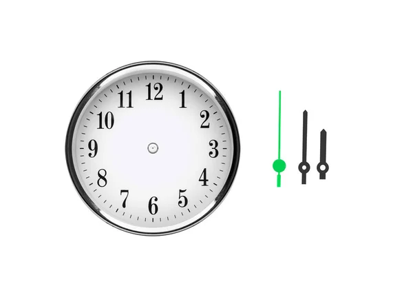 Reloj Pared Blanco Aislado Sobre Fondo Blanco Flechas Horas Separadas —  Fotos de Stock